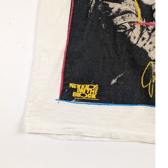 Vintage 80s New Kids on the Block Band Concert White Shirt Size Medium - Picture 4 of 8